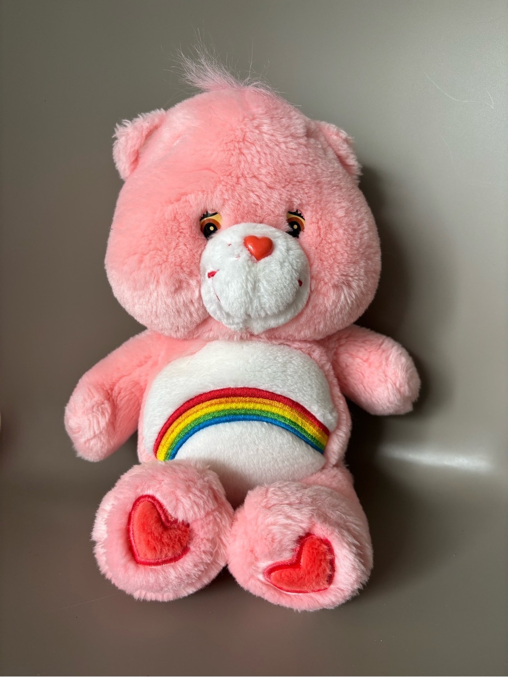 Vintage Care Bears Cheer Bear Plush 2002 Pink Rainbow Stuffed Animal Collectible